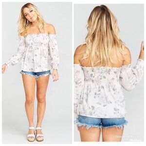 Show Me Your MuMu Raquel Smocked Blouse Size S